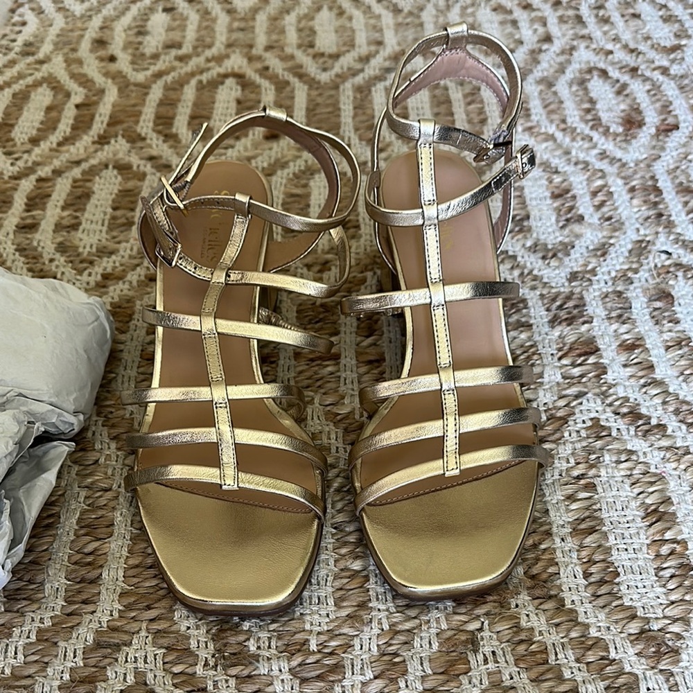Seychelles Gold Strappy Sandals